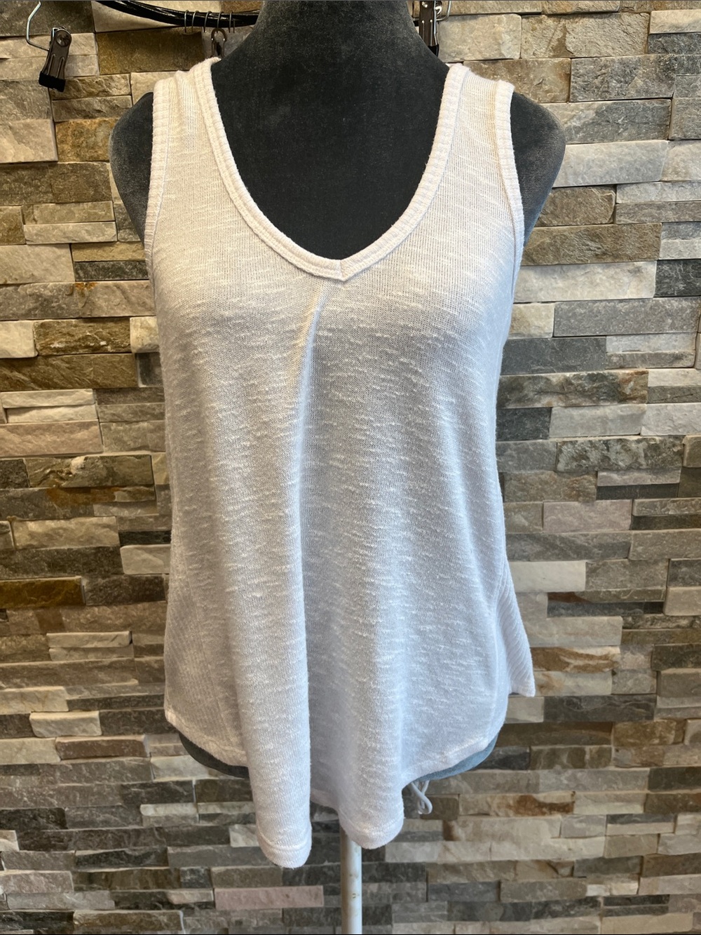 White Crow V-Neck Knit Tank Top in White